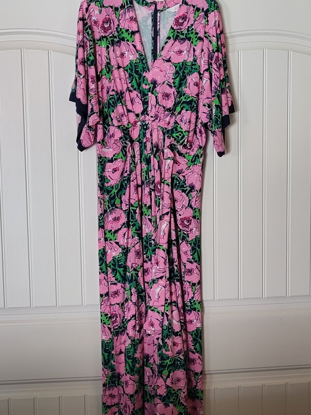 Lilly Pulitzer Wisteria - Pink Floral Maxi Dress with Green Leaves